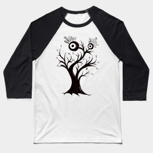 Excited Tree Monster Ink Drawing Baseball T-Shirt